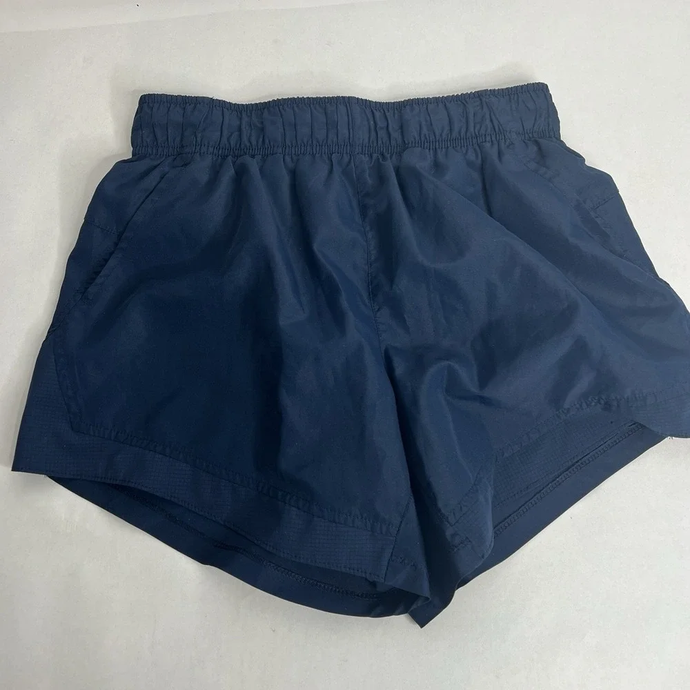 ATHLETIC WORKS Running Jogging Shorts Built-In Liner Womens S 4-6 Navy Blue